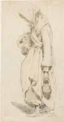 Contadina (recto); ragazzo con canna da pesca (verso)