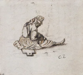 Studio di una figura femminile seduta che cuce, 1852
