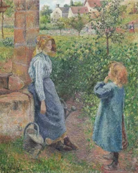Donna e bambino al pozzo
