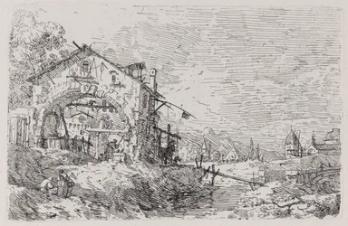 Paesaggio con donna al pozzo, dalla serie Vedute