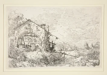 Paesaggio con donna al pozzo, dalla serie Vedute
