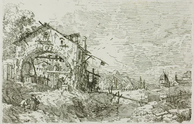 Paesaggio con donna al pozzo, da Vedute