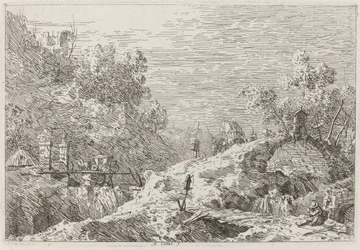 Paesaggio montano con cinque ponti