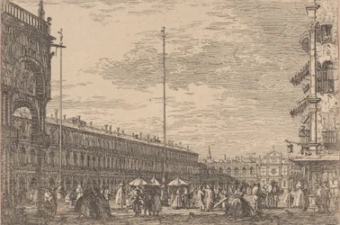 Piazza San Marco con le Procuratie Nuove a sinistra e la chiesa di San Geminiano, 1735-46