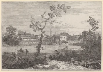 Veduta di una Città su una Riva del Fiume