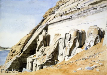 Fronte del Grande Tempio di Abu Simbel, statue giganti in arenaria di Ramses II. Del canonico G Frederick Weston