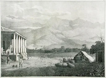 Il Passo del Seremoogy, o Streemoogy, Montagne di Neelgherry, tavola 1 da Vista delle Neilgherries, o Montagne Blu di Coimbetoor, India meridionale del Capitano McCurdy, pubblicato nel 1830
