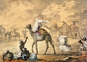 Un vento di sabbia nel deserto, da "Narrative of Travels in Northern Africa in the Years 1818-19 and 1820", incisione di Denis Dighton (1792-1827) pubblicata nel 1821 (litografia a colori)