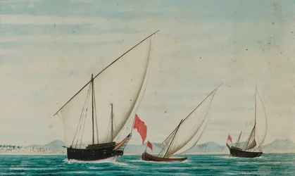 Vista dei dhow al largo di Ajman