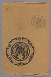 Entwurf für einen Teller mit Krone und Monogramm