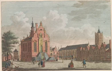 Mercato e municipio di Schiedam, ca. 1790
