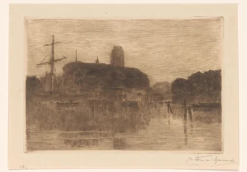 Veduta del Nuovo Porto a Dordrecht di sera