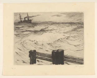 Nave a vapore in mare