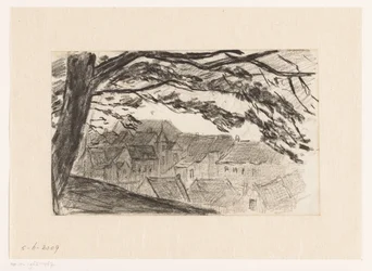 Veduta della città di Kleve con albero in primo piano