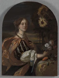 Catharina van Heemskerck con girasoli (olio su tavola)