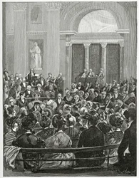 Discorso di ricezione di Victor Hugo, XIX secolo (incisione in bianco e nero)
