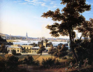 La silhouette della città di Potsdam sulla Glienicke