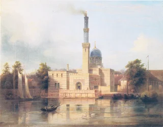 vista sulla nuova locomotiva a vapore presso Sanssouci