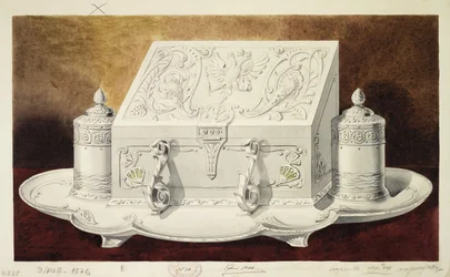 Design di un calamaio a forma di cassetta. Serie La Dote della Granduchessa Maria Pavlovna, 1