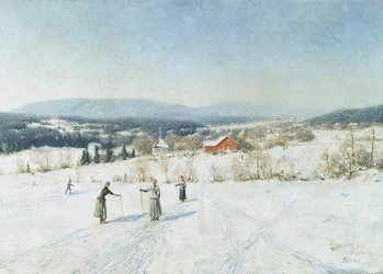 Paesaggio con sciatori