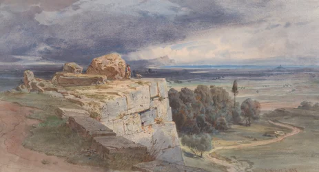 Vista di Norba da nord, verso San Felice Circeo, 1856