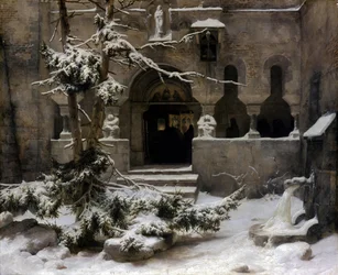 Giardino del monastero nella neve