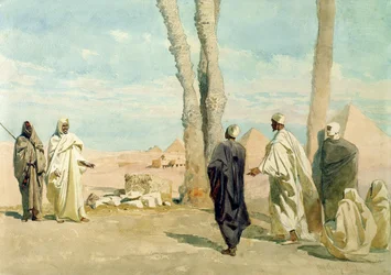 Beduino del deserto del Sahara che fa domande a Giza