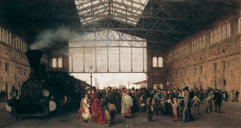 Arrivo di un treno alla stazione nord-ovest di Vienna