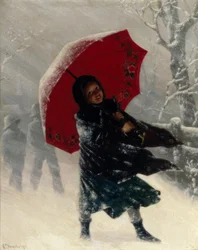 Bambini nella tempesta di neve