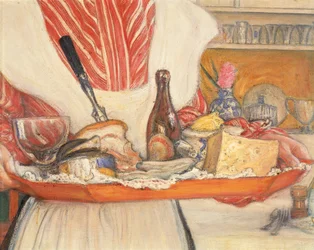 Cameriera con vassoio della colazione (dettaglio)