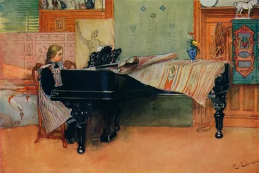 Suzanne al pianoforte, c1900