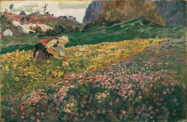 Ragazza nel prato fiorito