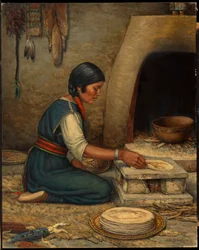 Donna Hopi che prepara il Piki