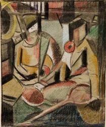 Abstract - Due donne con racchette da tennis
