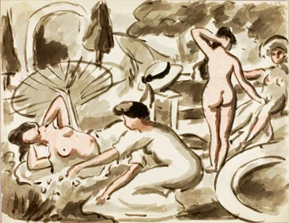 Gruppo di donne nude e seminude
