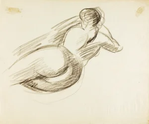 Nudo femminile reclinato, vista di schiena