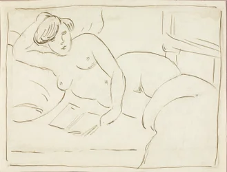 Nudo femminile reclinato con libro