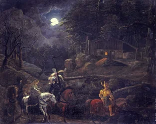 Cavaliere davanti alla capanna del carbonaio
