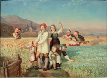 Passeggiata attraverso il campo di spighe