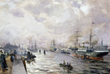 Navi a vela nel porto di Amburgo, 1889