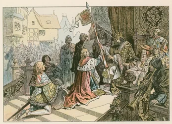 Federico I (1371-1440) con Sigismondo a Costanza premiato con la terra di Kurmark nel 1417