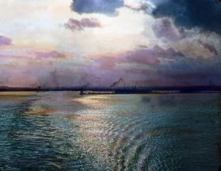Giappone, impressione della Baia di Tokyo vicino a Yokohama, circa 1920