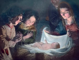 La Sacra Famiglia. Dipinto del pittore barocco spagnolo Bartolome Esteban Murillo (1617 - 1682). Data immagine: circa 1900. Archivio Carl Simon