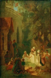 Devozione davanti alla cappella nel bosco