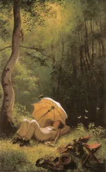 Il pittore in una radura del bosco