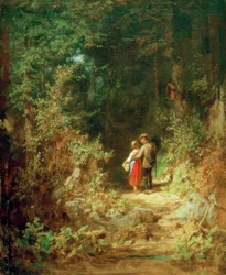 Coppia innamorata nel bosco