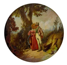 Coppia borghese che passeggia