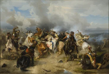 La morte del re Gustavo II Adolfo di Svezia nella battaglia di Lutzen