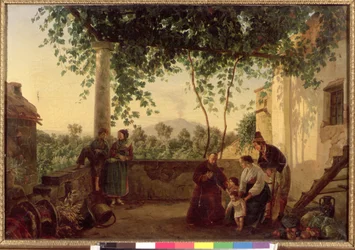 Terrazza di una casa vicino a Napoli con vista sul Vesuvio, 1833