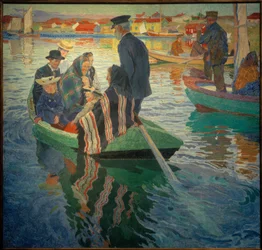 Parrocchiani in una barca